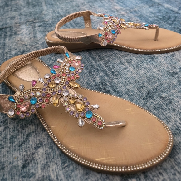 Embellished Gold Sandals - Picture 2 of 4
